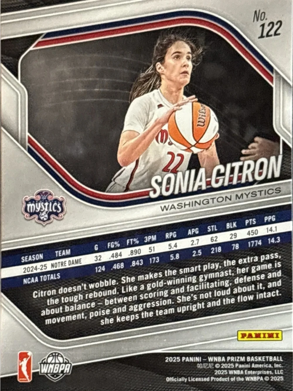 Panini Prizm Sonia Citron Rookie Basketball Card